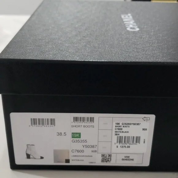 Chanel 17A Black/White Pearl Snaps Ankle Boots - Size 38,5  CHANEL Black Boot Box with Label display picture 1